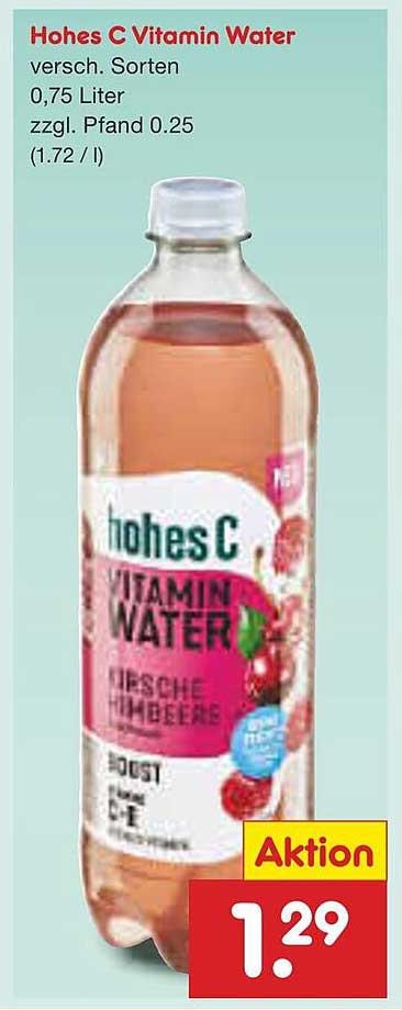 Hohes C Vitamin Water - verschiedene Sorten, 0,75 Liter