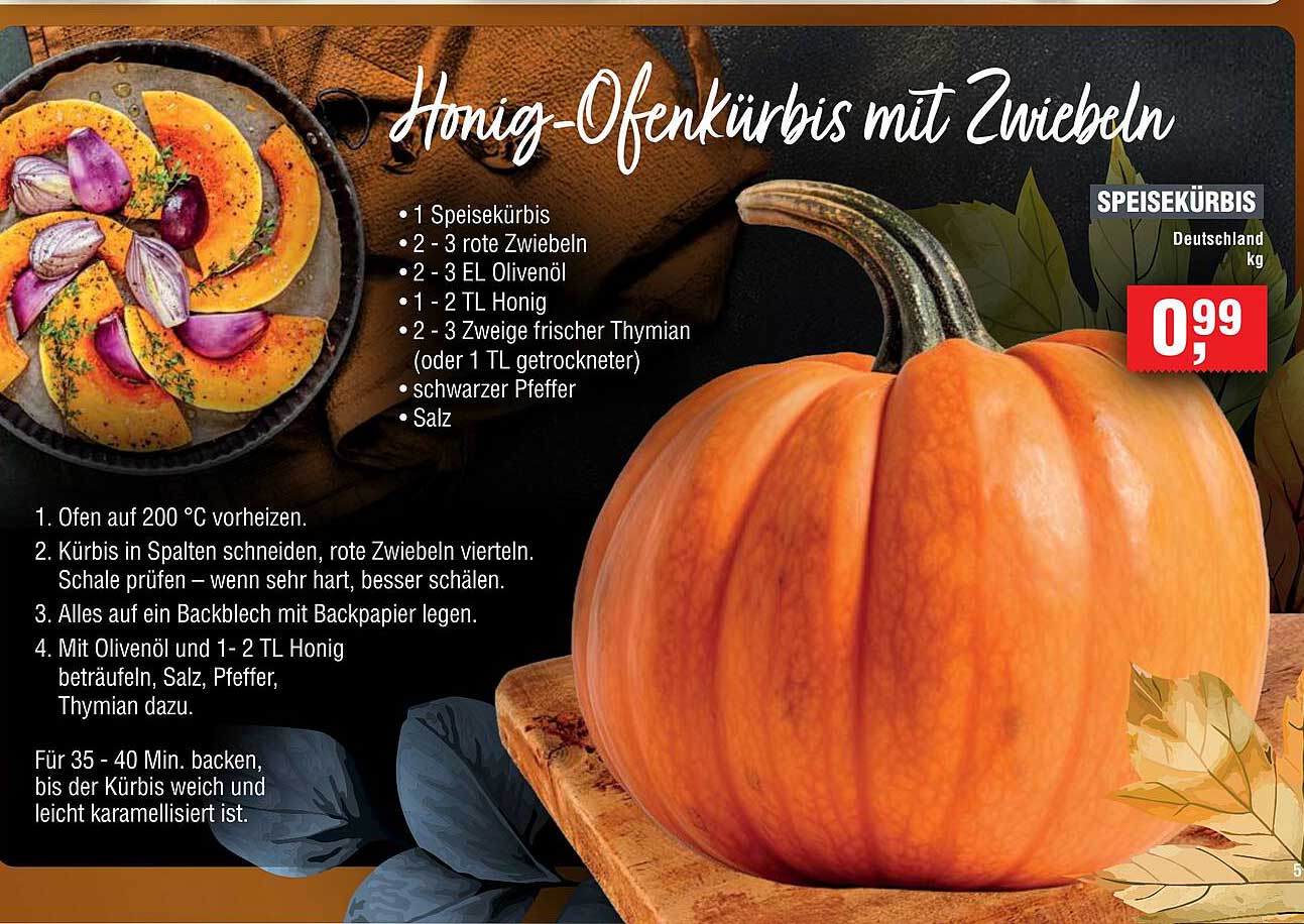 Honig-Ofenkürbis mit Zwiebeln