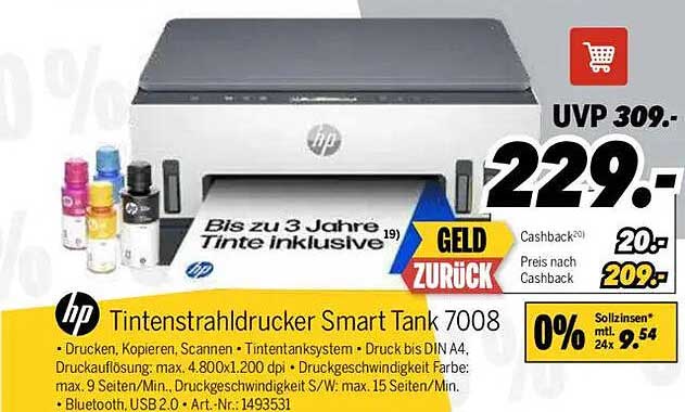 HP Tintenstrahldrucker Smart Tank 7008