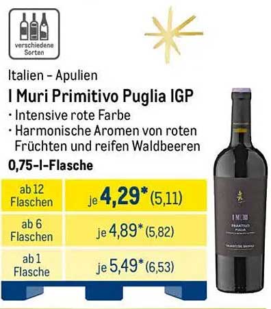 I Muri Primitivo Puglia IGP 0,75 l-Flasche