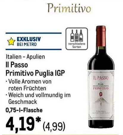 Il Passo Primitivo Puglia IGP – 0,75 l Flasche