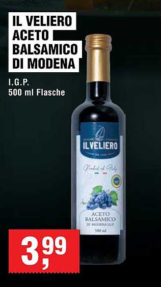 IL VELIERO ACETO BALSAMICO DI MODENA I.G.P. 500 ml Flasche
