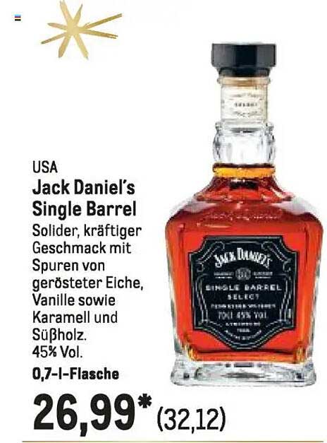 Jack Daniel’s Single Barrel 0,7 l Flasche