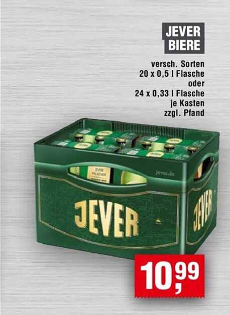 JEVER BIER, 20 x 0,5 l oder 24 x 0,33 l Kasten