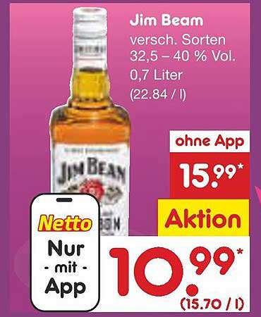 Jim Beam 0,7 Liter - Jetzt zum Aktionspreis