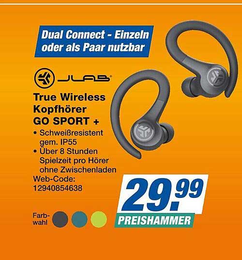 JLAB True Wireless Kopfhörer GO SPORT +