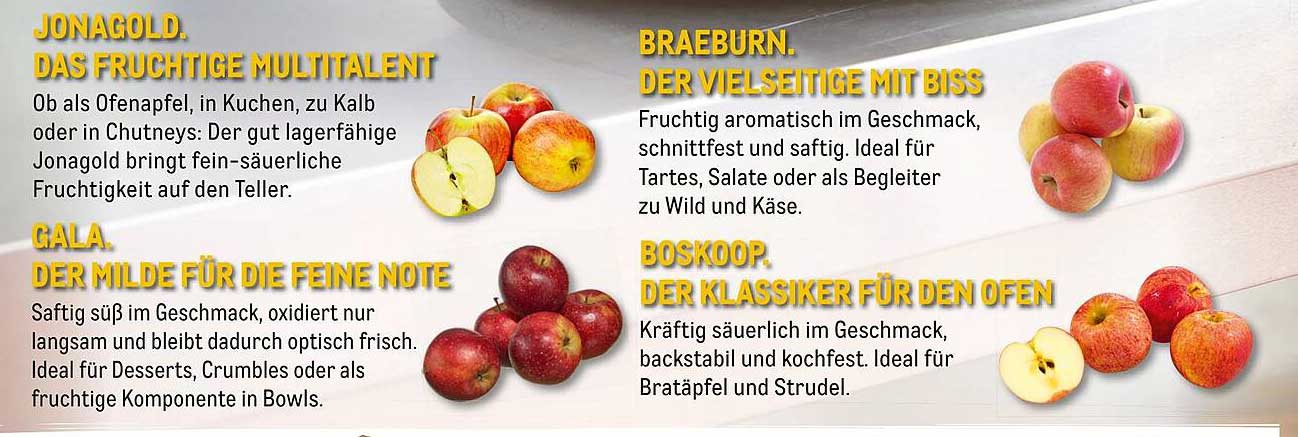 Jonagold, Gala, Braeburn und Boskoop Äpfel - Fruchtige Vielfalt für jeden Geschmack