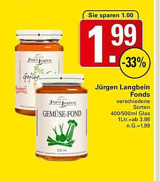 Jürgen Langbein Fonds verschiedene Sorten 400/500ml Glas