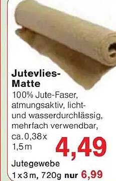 Jutevlies-Matte 1 x 3 m, 720 g