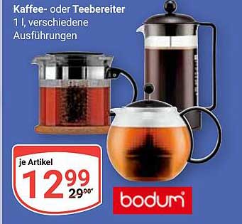 Kaffee- oder Teebereiter 1 l, verschiedene Ausführungen