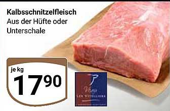 Kalbsschnitzelfleisch aus der Hüfte oder Unterschale