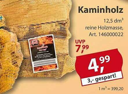 Kaminholz 12,5 dm³ - reine Holzmasse