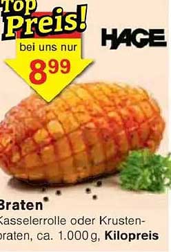 Kasselerrolle oder Krustenbraten, ca. 1.000 g