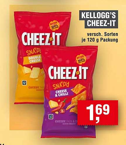 Kellogg's Cheez-It, verschiedene Sorten je 120 g Packung