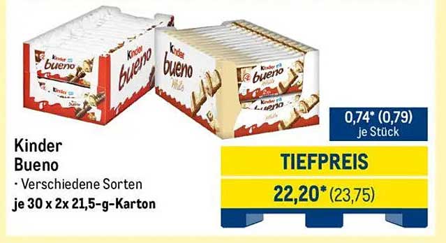 Kinder Bueno - Verschiedene Sorten im Karton