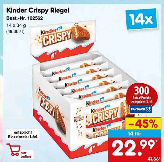 Kinder Crispy Riegel 14er-Pack