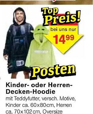 Kinder- oder Herren-Decken-Hoodie