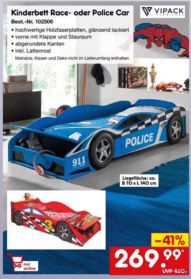 Kinderbett Race- oder Police Car