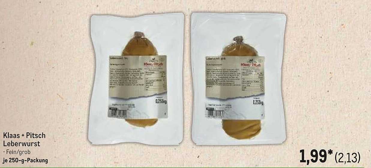 Klaas + Pitsch Leberwurst - Fein/grob je 250-g-Packung