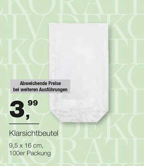 Klarsichtbeutel 9,5 x 16 cm, 100er Packung