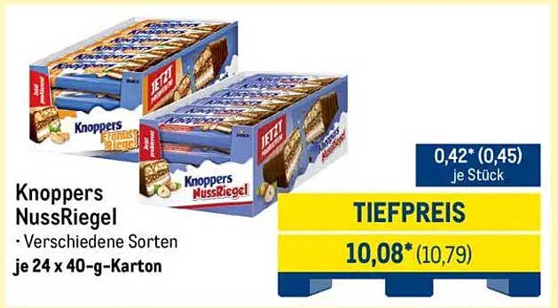 Knoppers NussRiegel - Verschiedene Sorten je 24 x 40-g-Karton