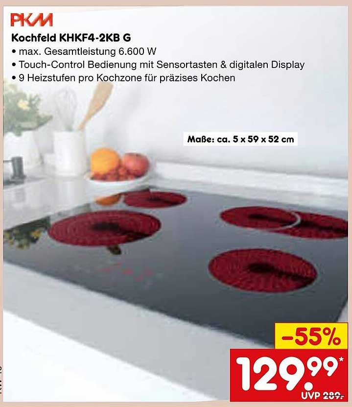 Kochfeld KHKF4-2KB G - max. Gesamtleistung 6.600 W