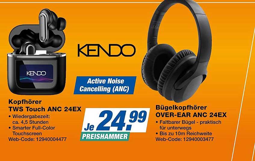 Kopfhörer TWS Touch ANC 24EX und Bügelkopfhörer OVER-EAR ANC 24EX