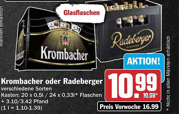 Krombacher oder Radeberger Kasten – Glasflaschen in verschiedenen Sorten