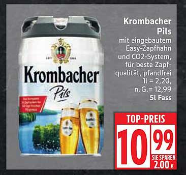 Krombacher Pils 5L Fass mit Easy-Zapfhahn und CO2-System