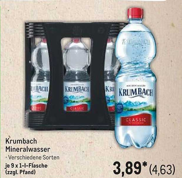 Krumbach Mineralwasser - Verschiedene Sorten, 9 x 1-l-Flasche (zzgl. Pfand)