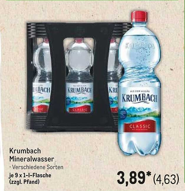 Krumbach Mineralwasser - Verschiedene Sorten (je 9 x 1-l-Flasche zzgl. Pfand)