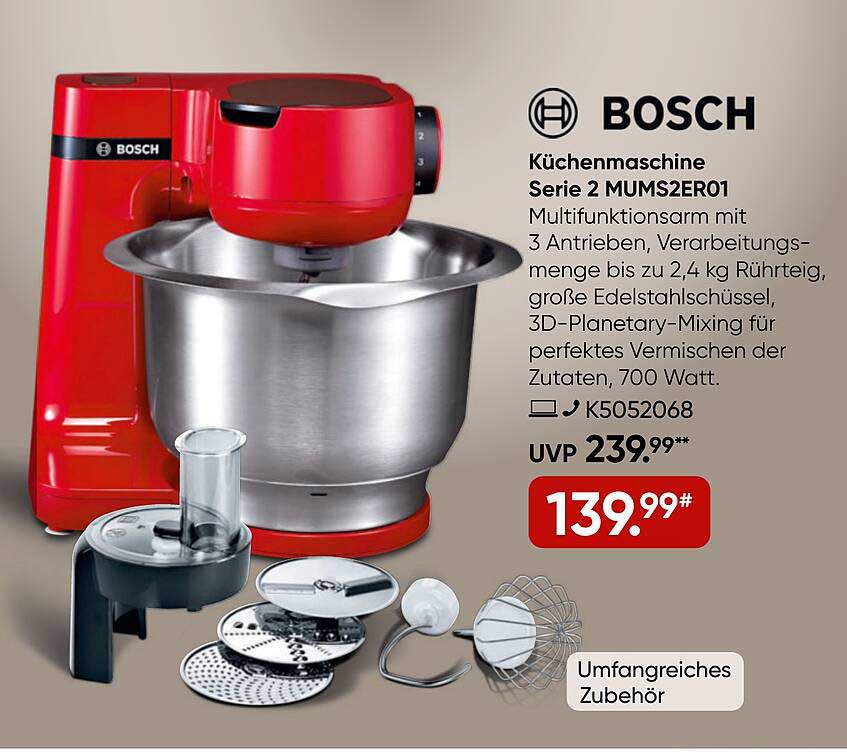 Küchenmaschine Serie 2 MUMS2ER01 von Bosch