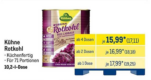 Kühnes Original Rotkohl – Küchenfertig für 71 Portionen