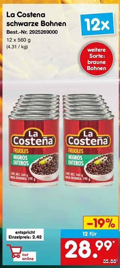 La Costena schwarze Bohnen 12er Pack