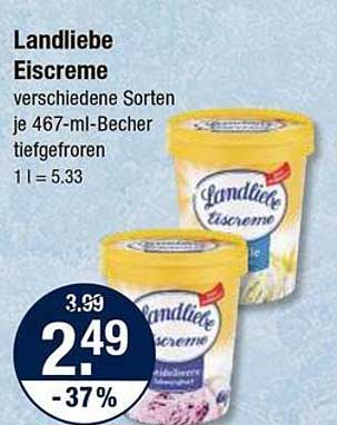 Landliebe Eiscreme verschiedene Sorten je 467-ml-Becher tiefgefrozen