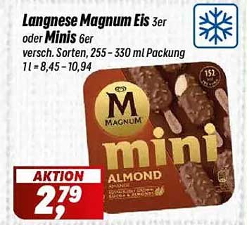 Langnese Magnum Eis 3er oder Minis 6er - Verschiedene Sorten