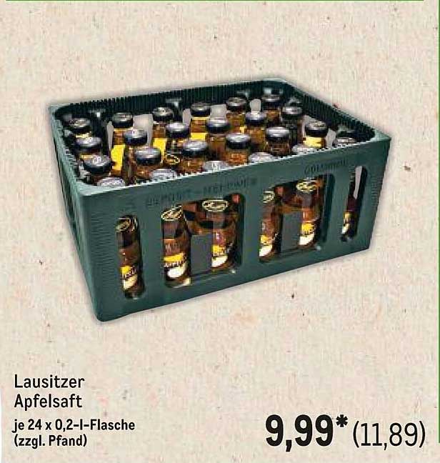 Lausitzer Apfelsaft je 24 x 0,2-l-Flasche (zzgl. Pfand)