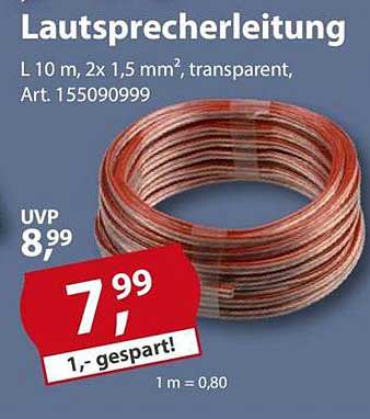 Lautsprecherleitung L 10 m, 2x 1,5 mm², transparent