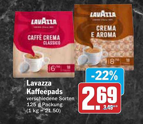 Lavazza Kaffeepads verschiedene Sorten 125 g Packung
