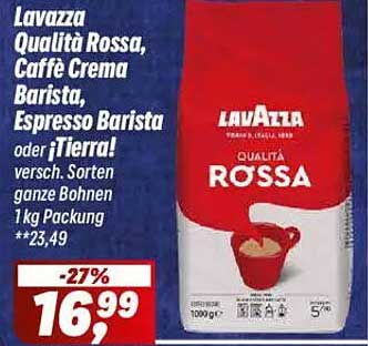 Lavazza Qualità Rossa, Caffè Crema Barista, Espresso Barista oder ¡Tierra! 1 kg Packung