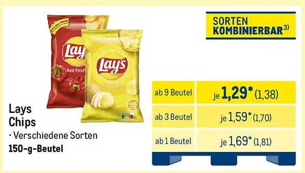 Lays Chips - Verschiedene Sorten im 150-g-Beutel