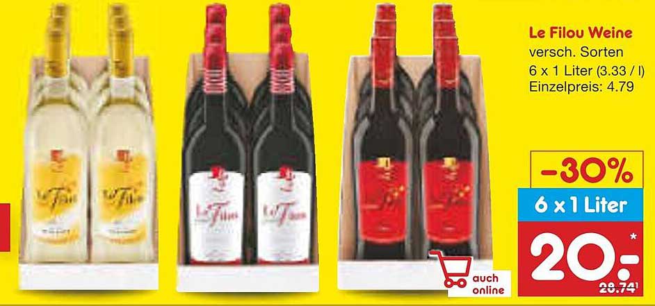 Le Filou Weine 6 x 1 Liter (versch. Sorten)