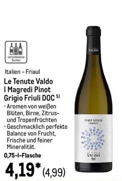 Le Tenute Valdo I Magredi Pinot Grigio Friuli DOC