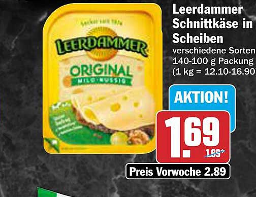 Leerdammer Schnittkäse in Scheiben - verschiedene Sorten