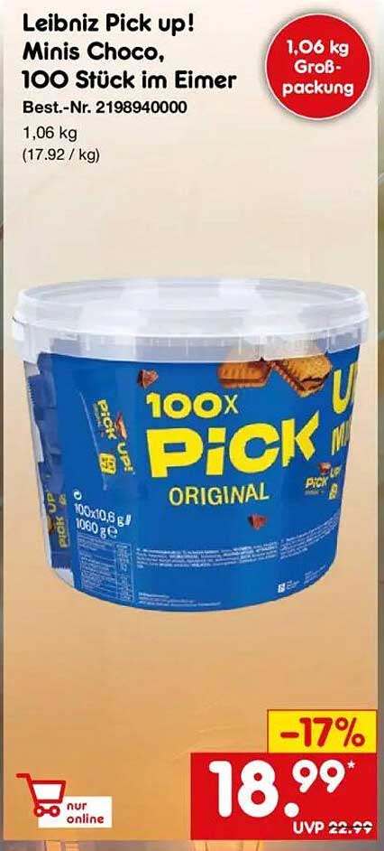 Leibniz Pick up! Minis Choco, 100 Stück im Eimer