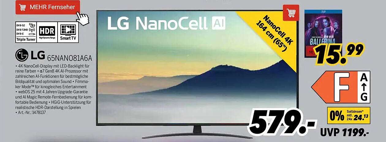 LG NanoCell 4K Fernseher 164 cm (65 Zoll)
