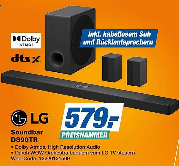 LG Soundbar DS90TR inkl. kabellosem Sub und Rücklautsprechern