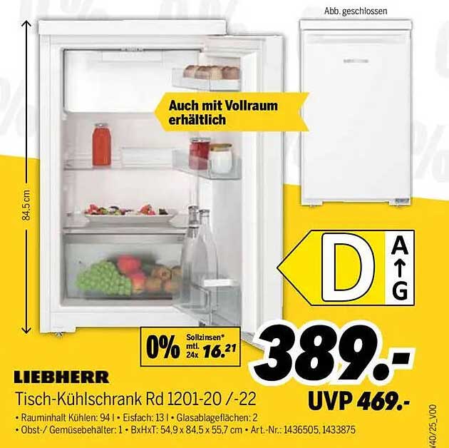 LIEBHERR Tisch-Kühlschrank Rd 1201-20/-22