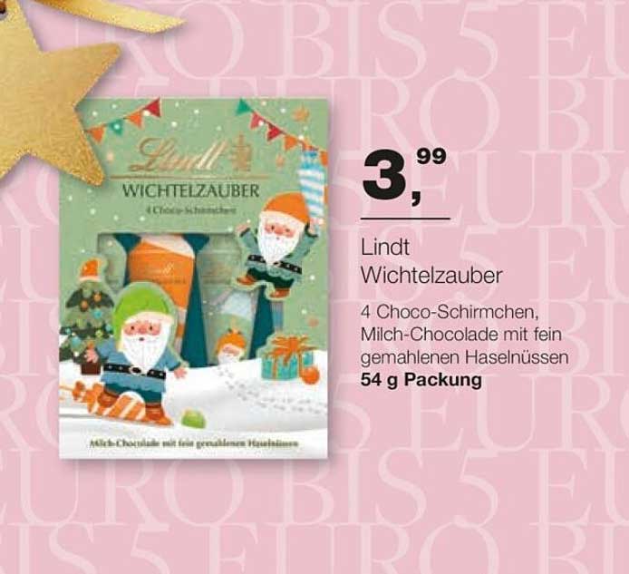 Lindt Wichtelzauber - 4 Choco-Schirmchen mit Milch-Schokolade und Haselnüssen