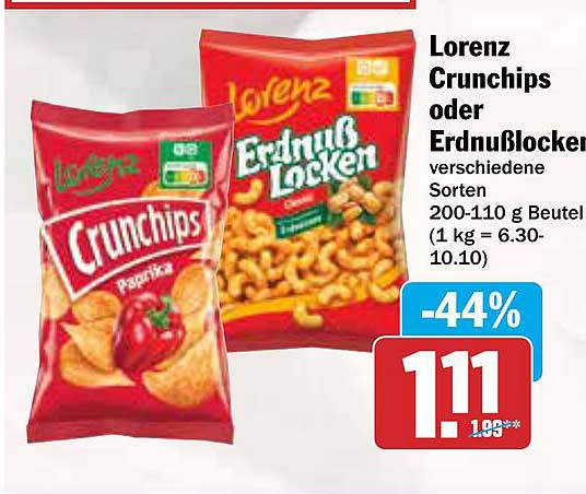 Lorenz Crunchips oder ErdnussLocken verschiedene Sorten